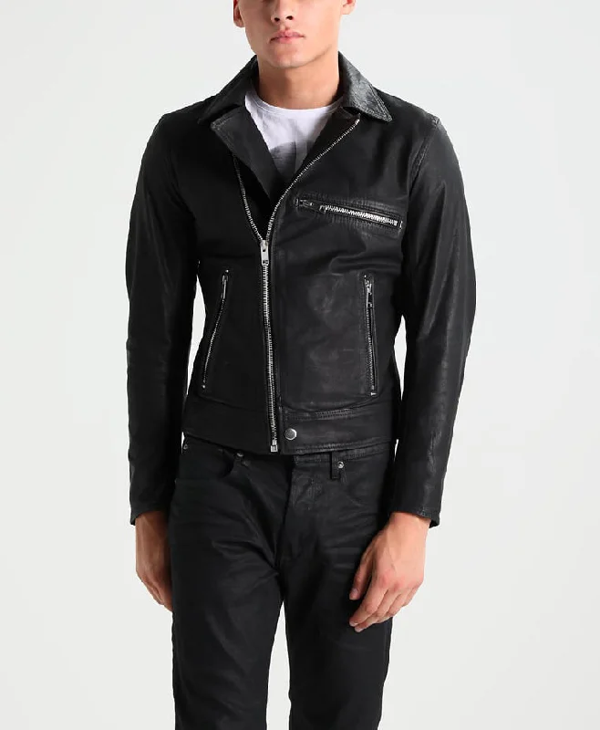 Cozy Chic Trends Men Real Lambskin Motorcycle Leather Biker Jacket KM269