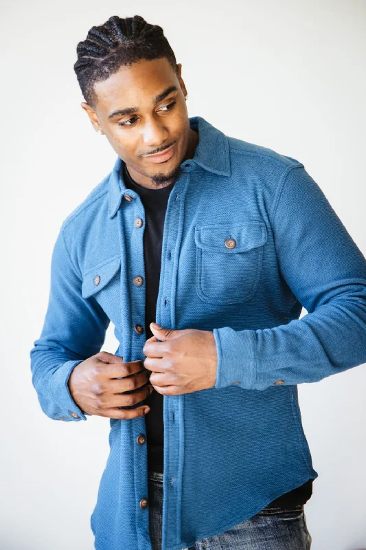 Elegant And Noble 1897 Original Fleece Shirt Jacket for Men in Dark Blue | XQ8163GL-DKBLUE
