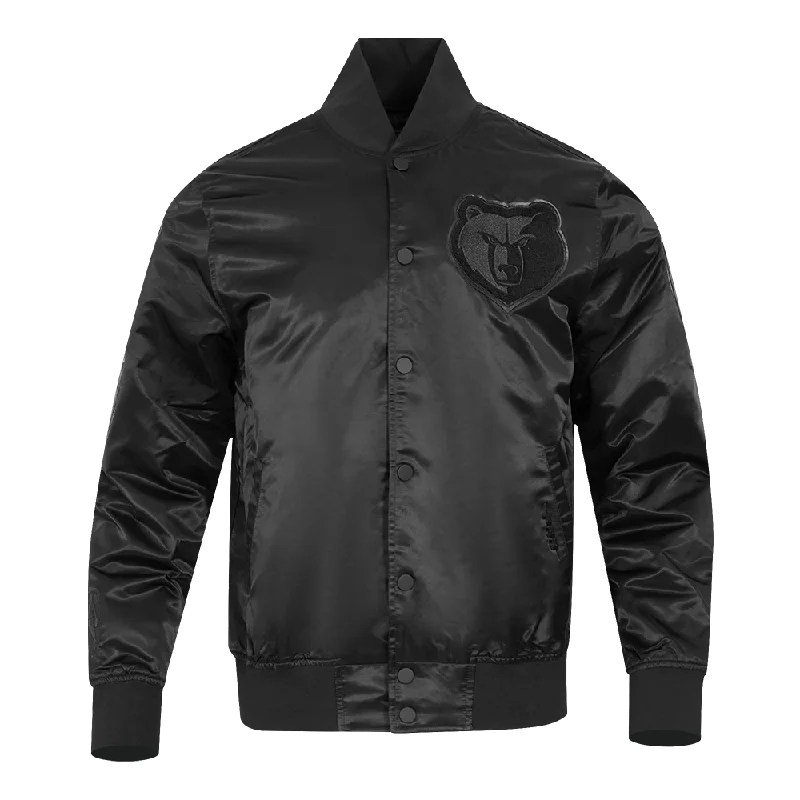 Minimal Comfort NBA MEMPHIS GRIZZLIES TRIPLE BLACK MEN'S SATIN JACKET (TRIPLE BLACK)