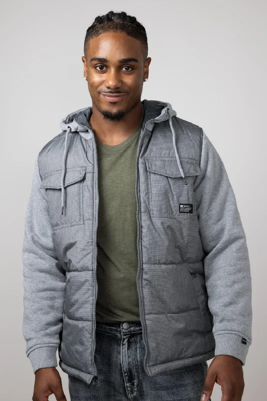Comfy Dress Hooded Vest Jacket for Men in Granite | MTJ05217F3-GRANITE