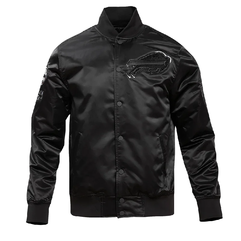 Lace Design NFL BUFFALO BILLS TRIPLE BLACK MEN'S SATIN JACKET (TRIPLE BLACK MEN'S)