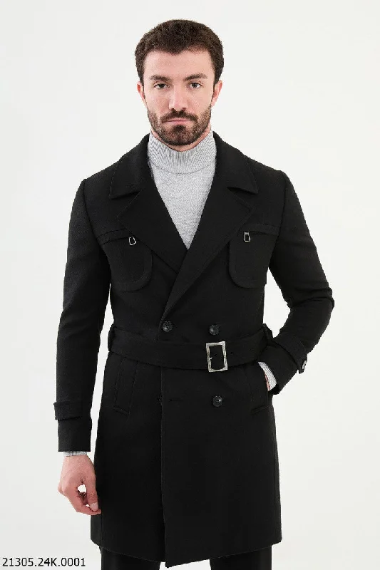 Stylish Casuals Bojoni Linas Slim Fit Black Coat