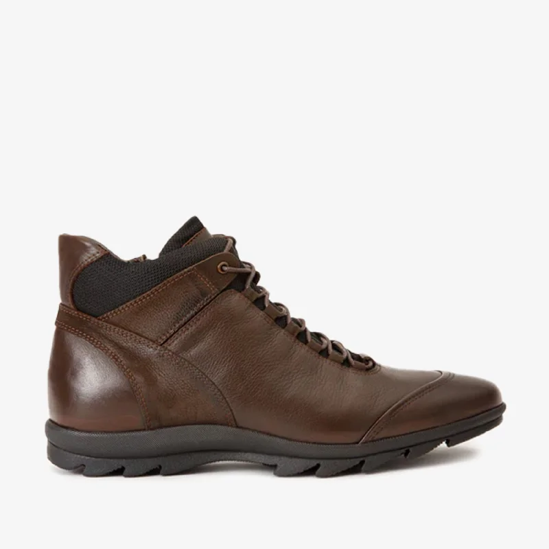 Fresh Comfort The Houston Leather Brown Lace-Up Casual Men Boot with a Zipper