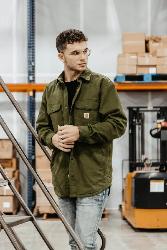 Elegant Dressing Carhartt Relaxed Canvas Shirt Jacket for Men in Green  | 105419-G72
