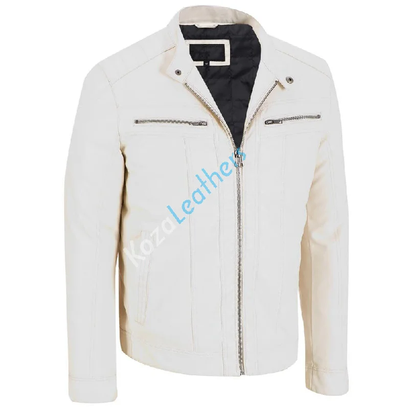 Age-reducing Style Men Real Lambskin Motorcycle Leather Biker Jacket KM203