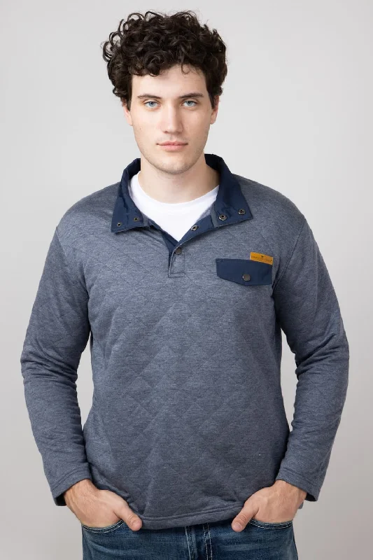 Knowledge And Elegance Simply Southern Quilted Pullover for Men in Slate | PP-0224-MN-PULL-QLTD-SLATE