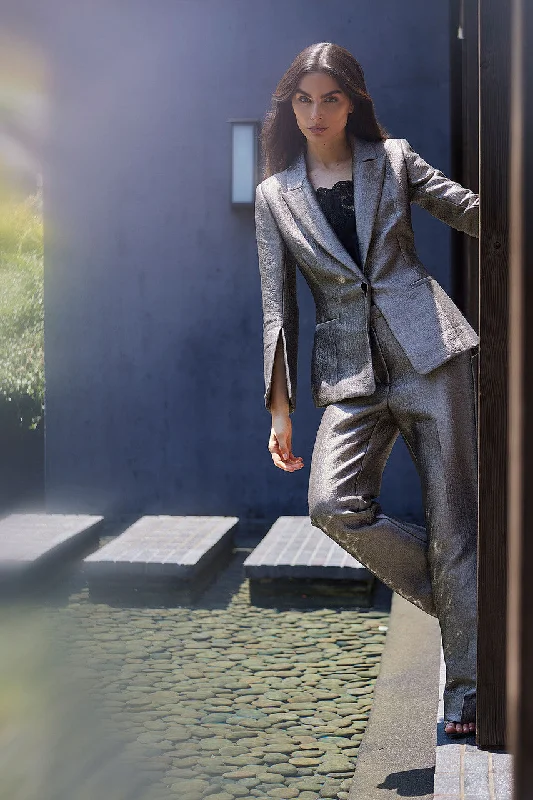 Leisure Travel Metallic Jacquard Blazer