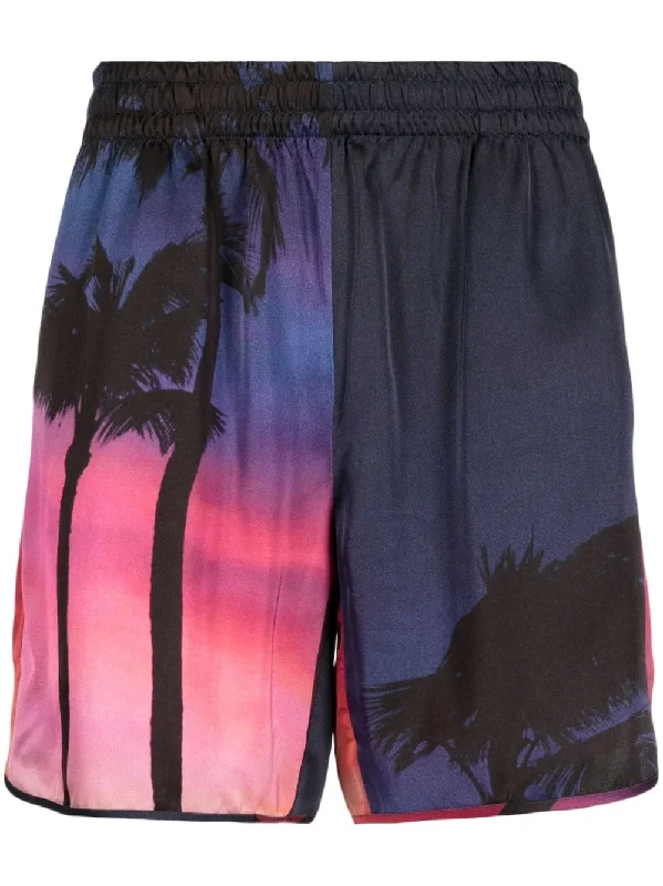 Modern City Graphic-Print Elasticated-Waist Shorts