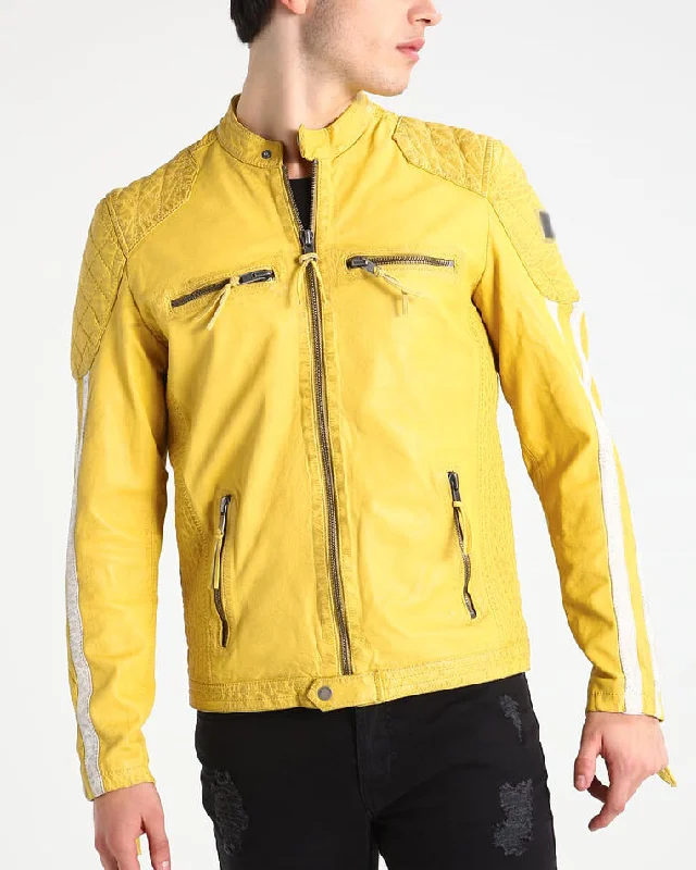 Soft Looks Men Real Lambskin Motorcycle Leather Biker Jacket KM307