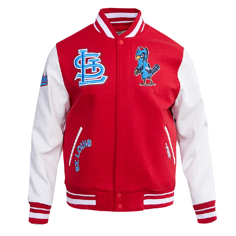 Slim Fit MLB ST. LOUIS CARDINALS RETRO CLASSIC MEN'S RIB WOOL VARSITY JACKET (RED / WHITE)