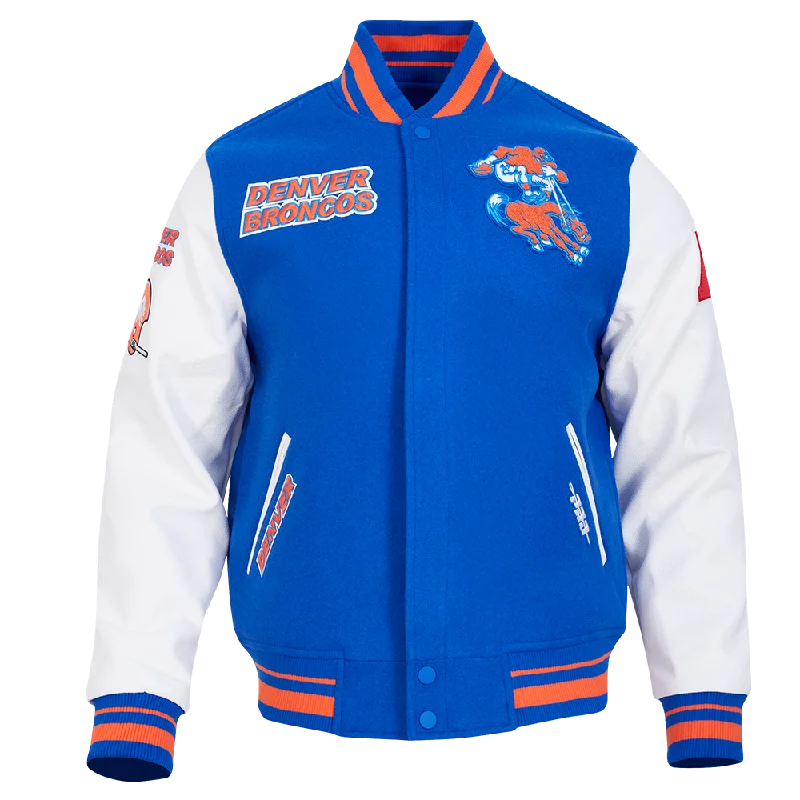Customized Version NFL DENVER BRONCOS RETRO CLASSIC MEN'S RIB WOOL VARSITY JACKET (ROYAL BLUE/ORANGE)