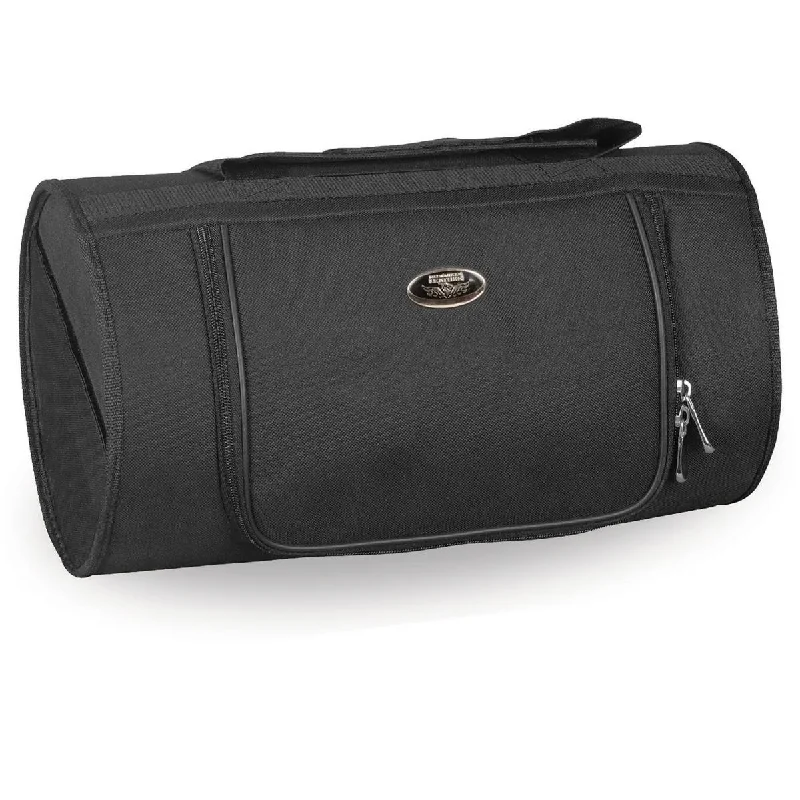 Soft Comfort Wear Milwaukee Leather MP8175 Medium Black Motorcycle Textile Roll Top Bag with Zipper Closure