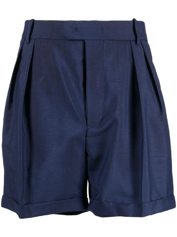 European And American Style Pleated Twill Tailored Shorts