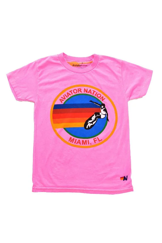 Elegant Casuals KID'S AVIATOR NATION MIAMI TEE - NEON PINK