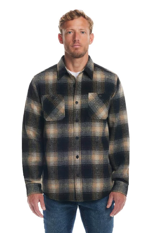 Effortless Dressing Weatherproof Vintage Brushed Lumber Jack Shirt Jacket for Men in Black | F2488137GK-BLACK