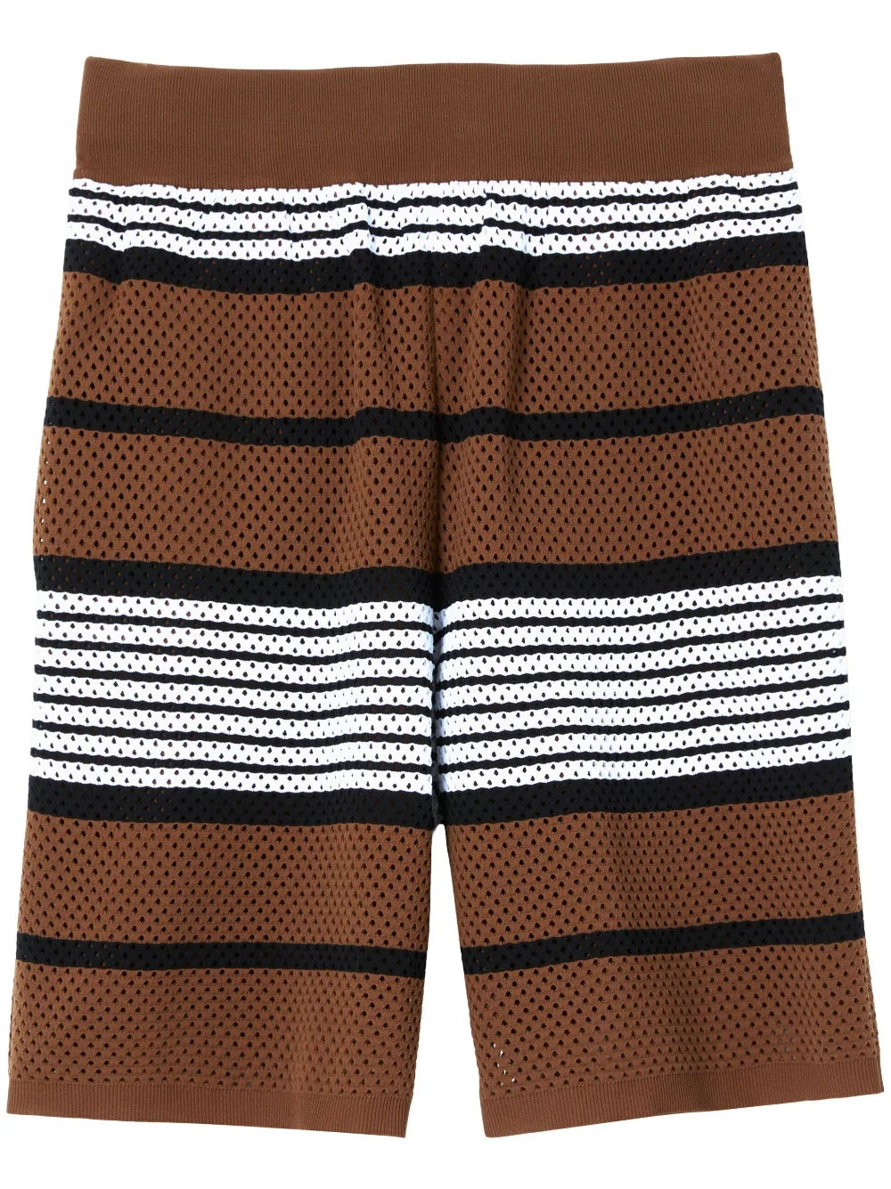 Elegant And Noble Perforated Striped Bermuda Shorts