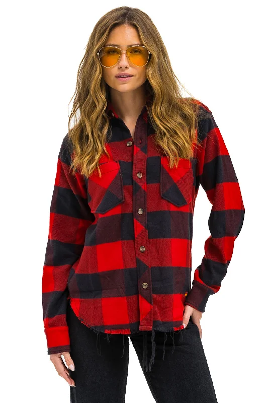 Simple Style PLAID FLANNEL LIGHT WEIGHT UNISEX WESTERN SHIRT - BUFFALO PLAID