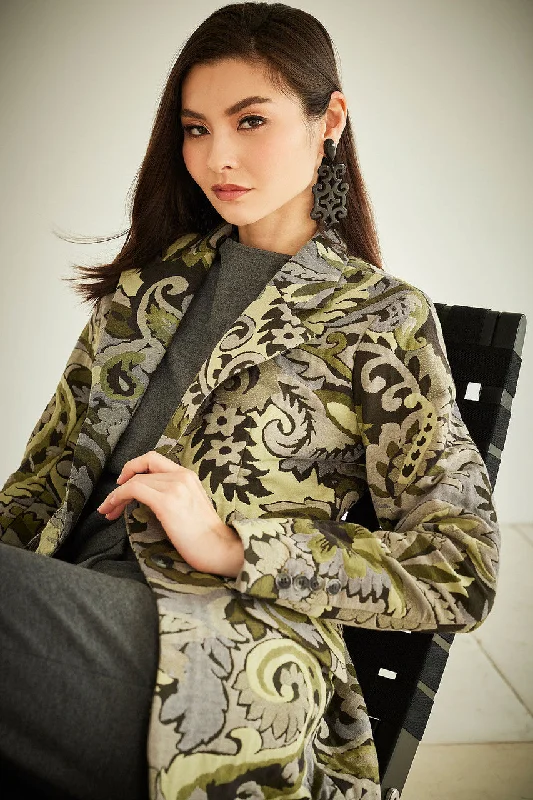 Comfortable Sweaters Shinrin Paisley Jacquard Notch Lapel Blazer
