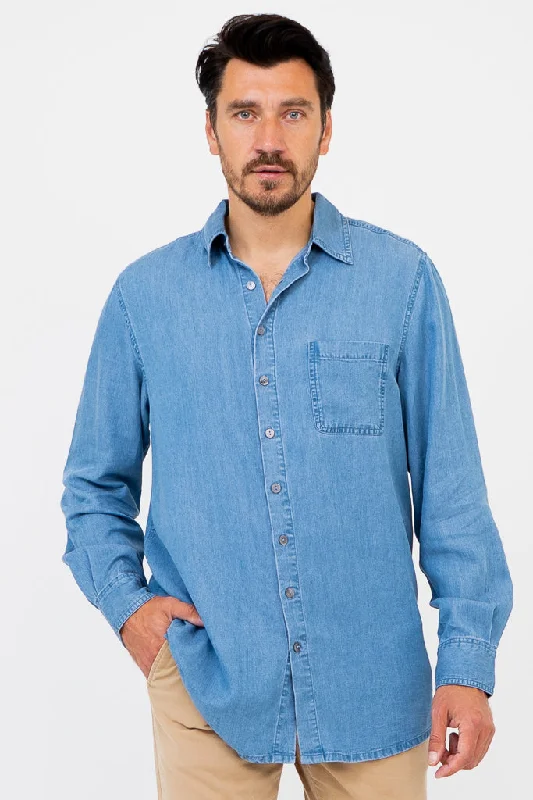 Unique Design Cory Men's Shirt, Tencel Denim