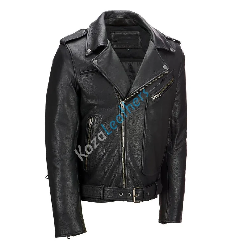 Versatile Items Men Real Lambskin Motorcycle Leather Biker Jacket KM196