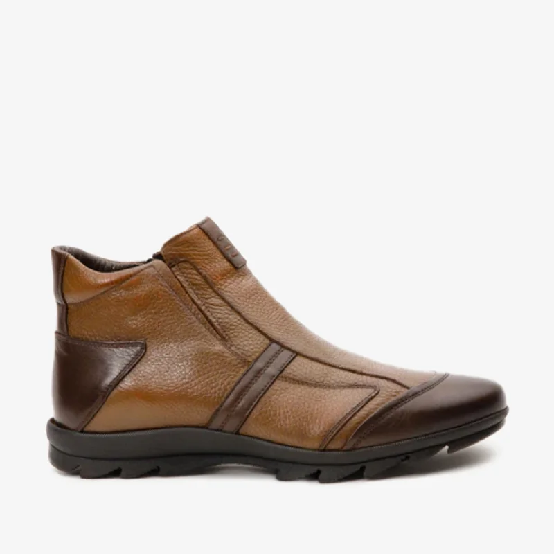 Leisure Travel The Montreal Brown Leather Casual Zip-Up Ankle Men Boot