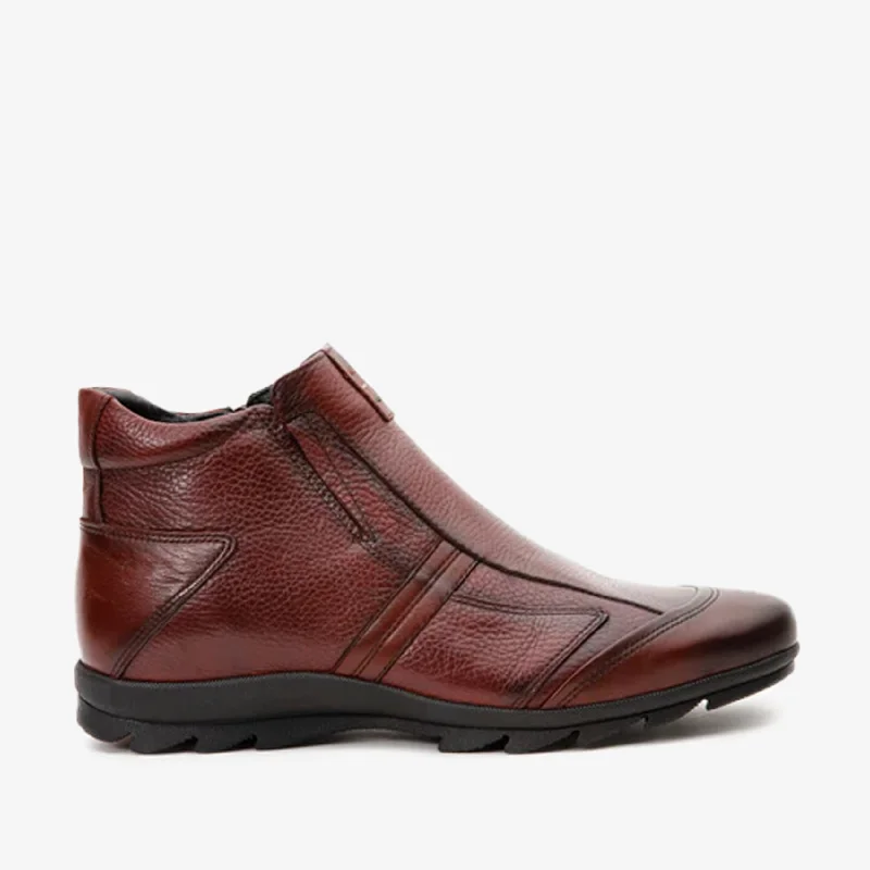 Soft Relaxation Wear The Montreal Burgundy Leather Casual Zip-Up Ankle Men Boot