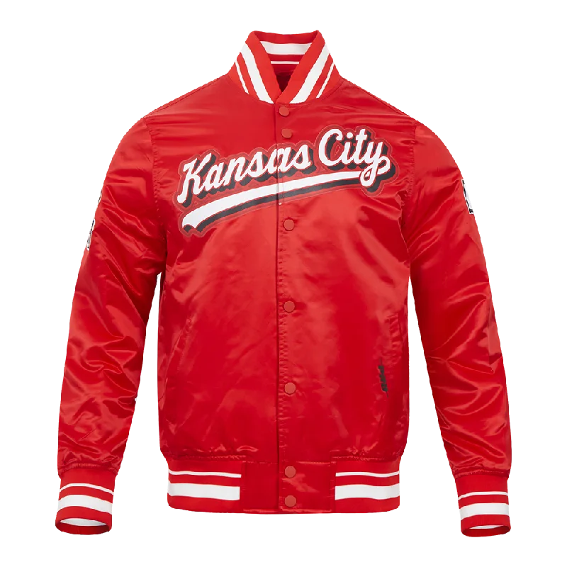 Timeless Style NFL KANSAS CITY CHIEFS SCRIPT TAIL MEN'S SATIN JACKET (RED)