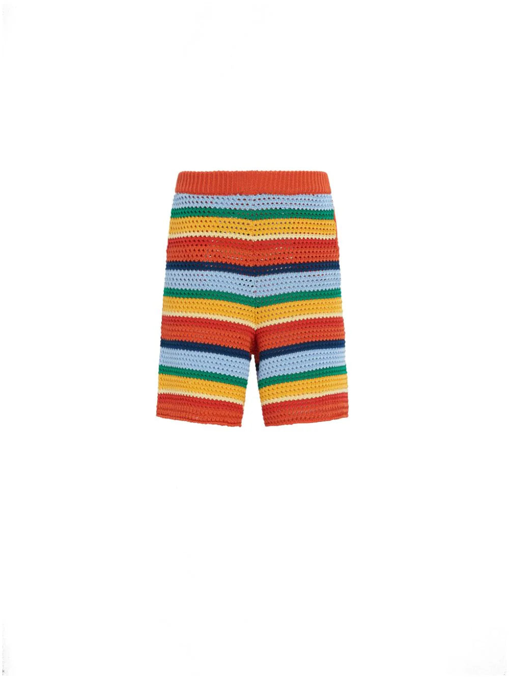 Casual And Versatile Crochet-Knit Striped Shorts