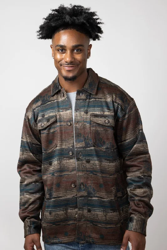 Celebrity Must-have Ariat Caldwell Printed Shirt Jacket for Men in Cub Brown | 10052734-CUB