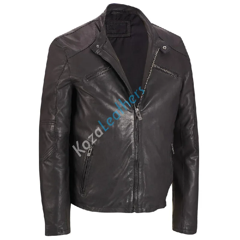 Personalized Design Men Real Lambskin Motorcycle Leather Biker Jacket KM198