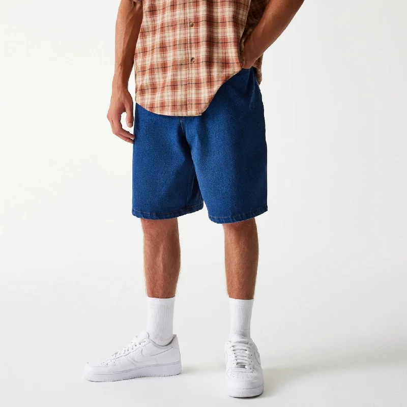 Mid-length Style New York Yankees Dark Blue Denim Shorts