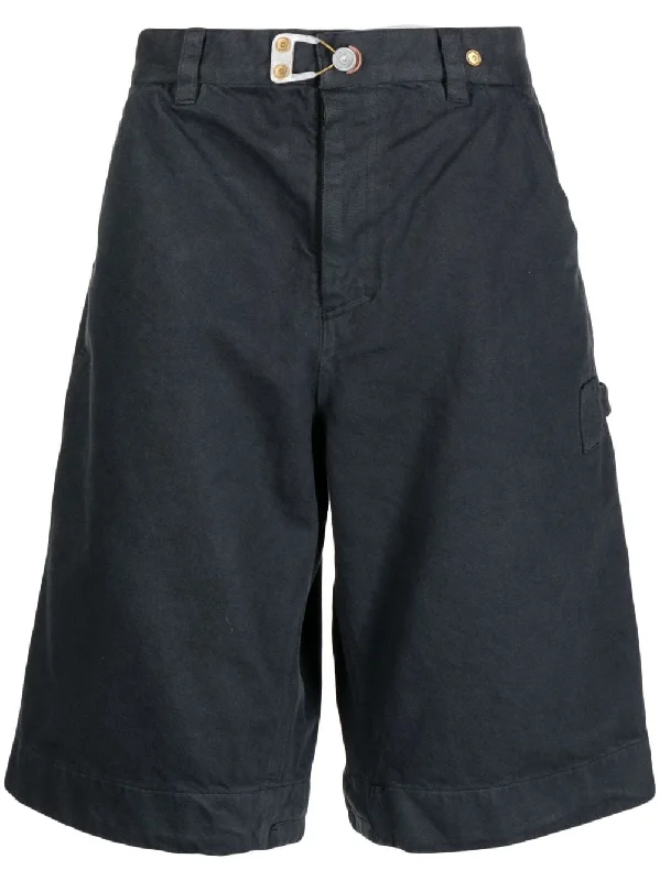 Multifunctional Style Buckle-Detail Cotton Denim Shorts