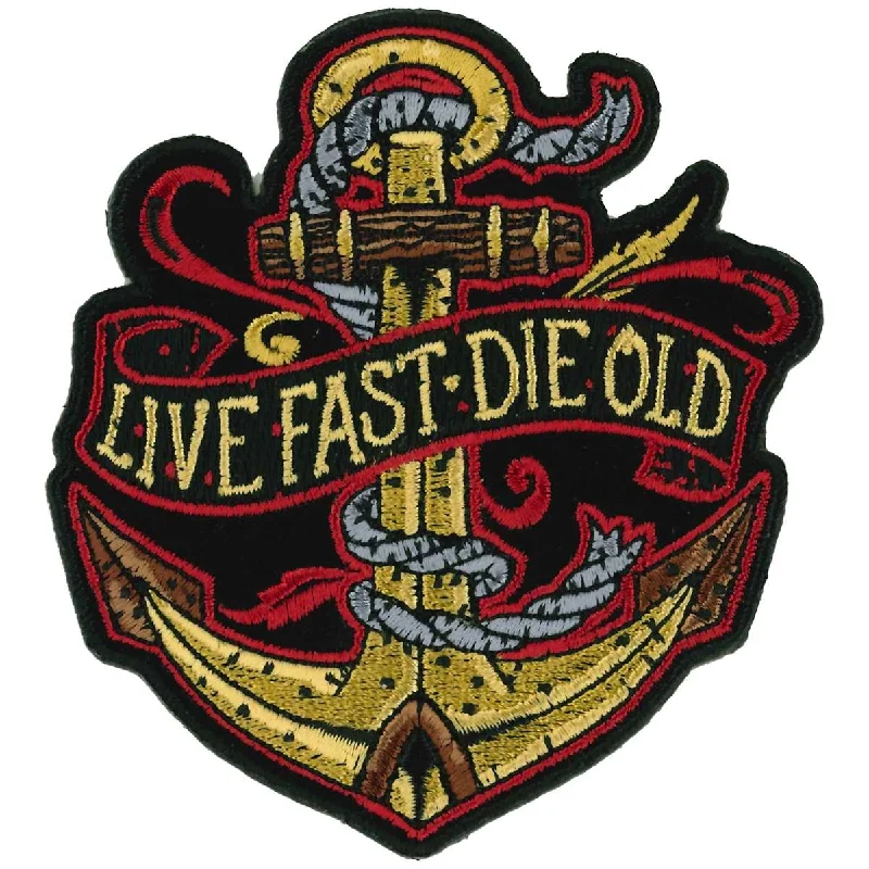 Breathable Design Hot Leathers Live Fast Die Old 3.5" Anchor Patch PPQ1513