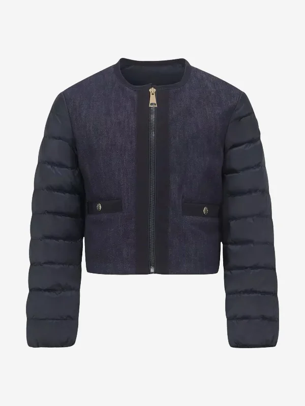 Stylish Fit Moncler Enfant Girls Down Padded Nubia Jacket in Navy