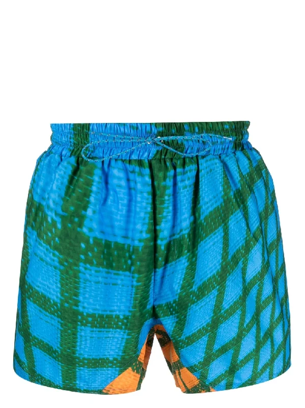 Romantic Data Wosh Warped-Pattern Swim Shorts
