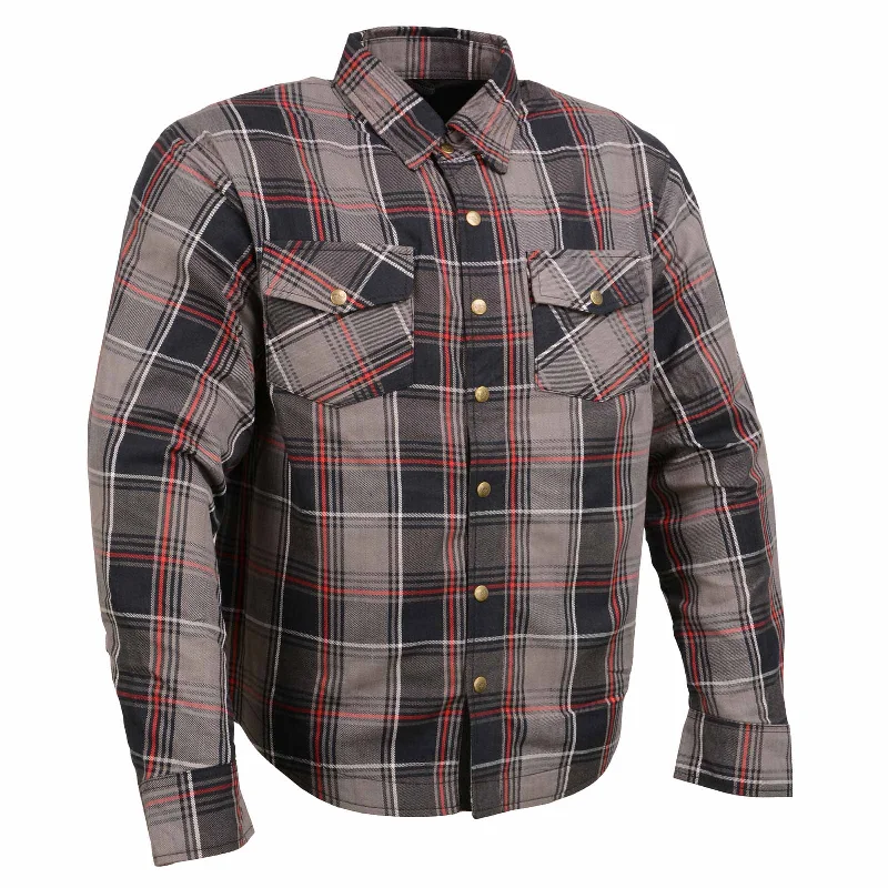 Versatile Items Milwaukee Leather MPM1652 Men's Plaid Flannel Biker Shirt with CE Approved Armor - Reinforced w/ Aramid Fiber