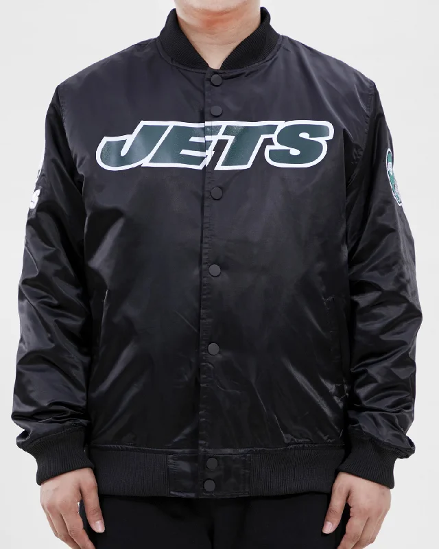Fashionable Inner Wear NFL NEW YORK JETS TEAM BIG LOGO MEN'S SATIN JACKET (BLACK)