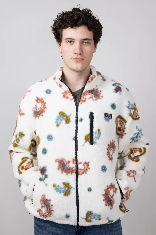 College Style Paisley Sherpa Full Zip Fleece Jacket for Men in Natural | FJ78-MP41421