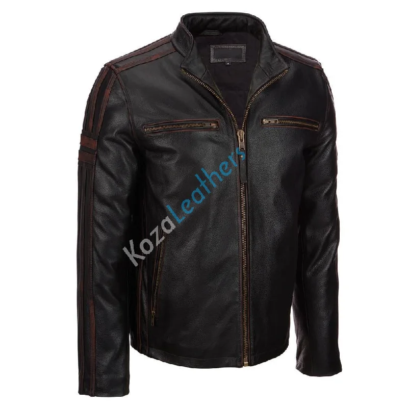 Personalized Series Men Real Lambskin Motorcycle Leather Biker Jacket KM176