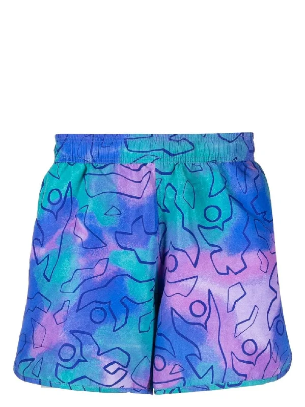 Exquisite Embroidery Abstract-Print Swim Shorts
