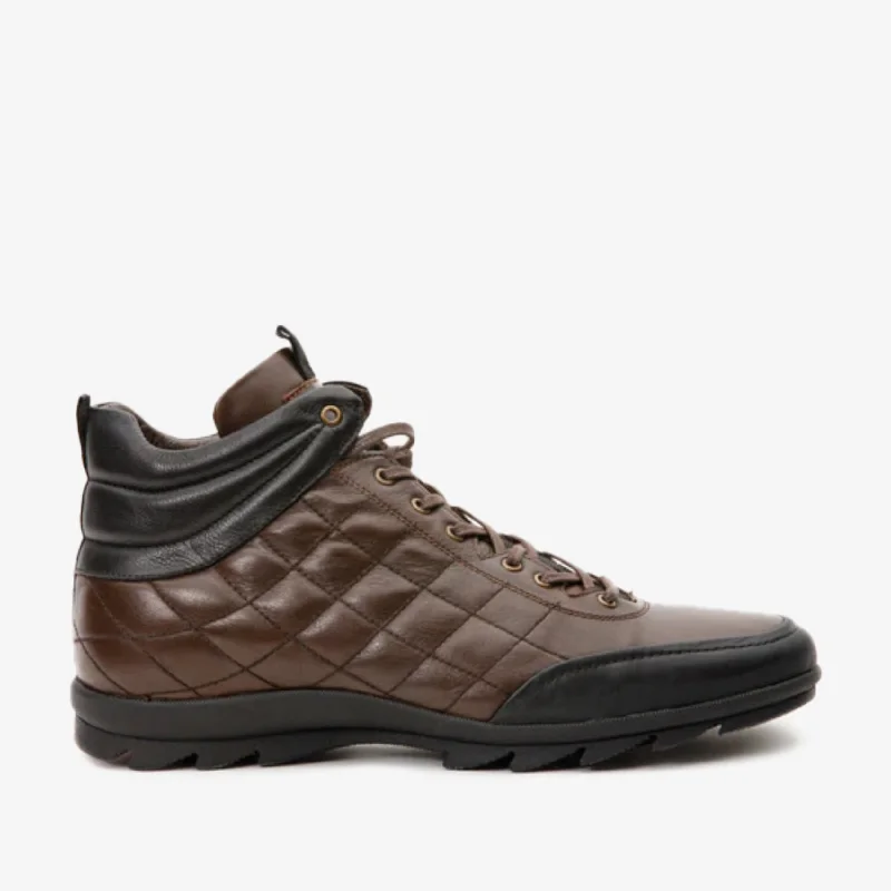 Elegant Style The Riga Brown Leather Casual Lace-Up Men Boot with a Zipper