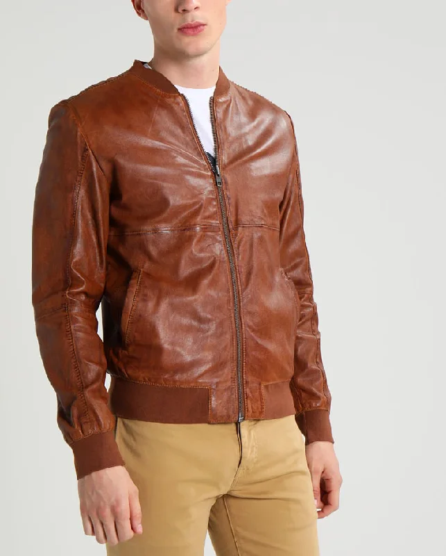 Sporty Comfort Men Real Lambskin Motorcycle Leather Biker Jacket KM292