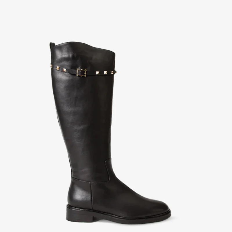 Chic Relaxation The Rica Black Leather Knee High Women Boot