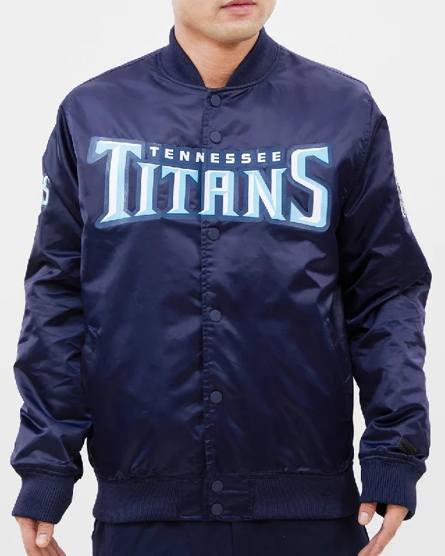 Fashion Must-have NFL TENNESSEE TIATANS TEAM BIG LOGO MEN'S SATIN JACKET (MIDNIGHT NAVY)