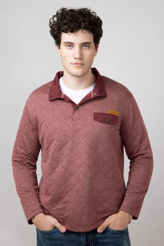 Cool Summer Simply Southern Quilted Pullover for Men in Garnet | PP-0224-MN-PULL-QLTD-GARNET