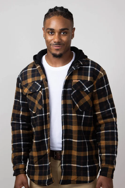 Easygoing Fashion Polar Hooded Shirt Jacket for Men in Black | MTJ05443F4-BLACK