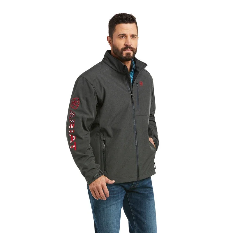 Cozy Essentials Wear 'Ariat' Men's Logo 2.0 Softshell Jacket - Charcoal / Americana