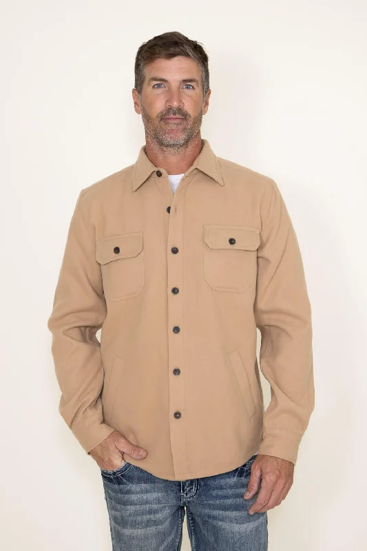 Hooded design Weatherproof Vintage Lumber Jack Unlined Shirt Jacket for Men in Khaki | F2370520GK-KHAKI