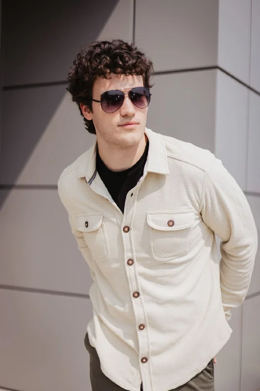 Soft Comfort Wear 1897 Original Fleece Shirt Jacket for Men in Oatmeal | XQ8163GL-OATMEAL