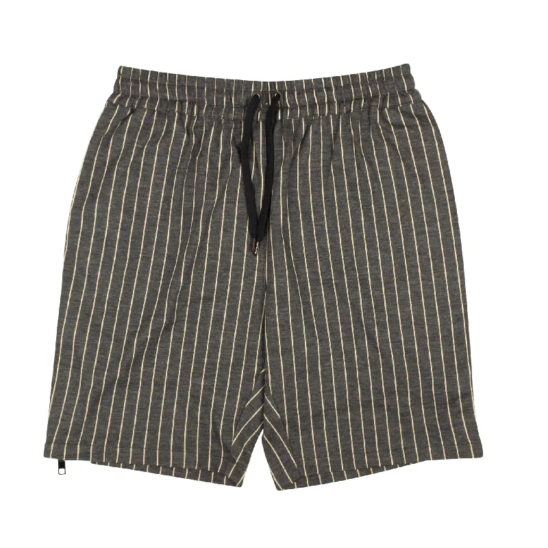 Comfortable And Casual PYER MOSS Grey White Pinstripe Wool Blend Shorts